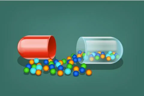 Opened pill Stock Illustration