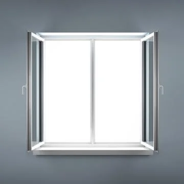 Opened plastic window. Stock Illustration