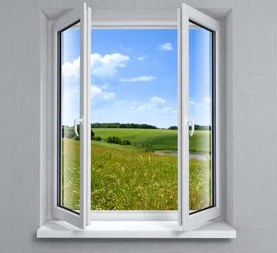 Opened plastic window. Illustration. Stock Illustration