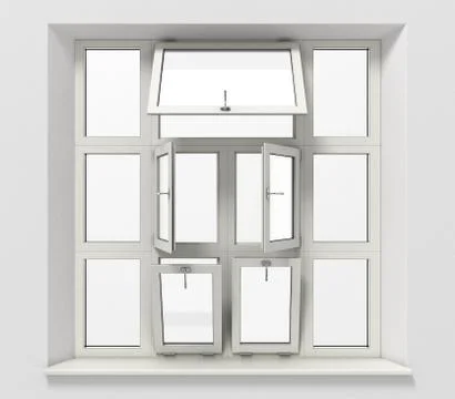 Opened plastic window new in room Stock Illustration