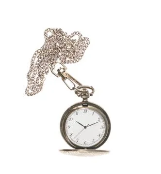 Opened pocket watch on a chain Stock Photos