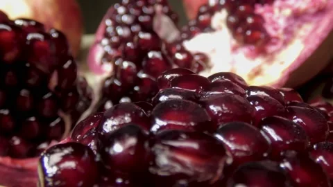 Opened pomegranate seeds close-up. Stock Footage 144361939