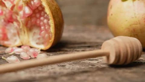 Opened Pomegranate on the table Stock Footage 285735004