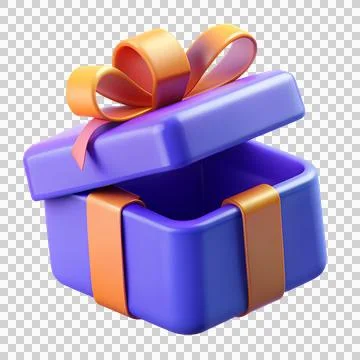 Opened purple gift box 3d illustration Stock Illustration