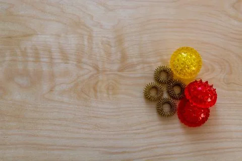 Opened red and closed yellow korean su-jok massager balls Stock Photos