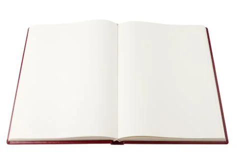 Opened red blank book isolated on white with clipping path Stock Photos
