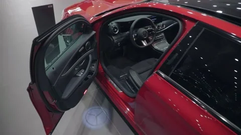 Opened red car doors 스톡 동영상 143326496