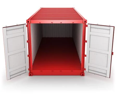 Opened red freight container isolated, front view Stock Illustration