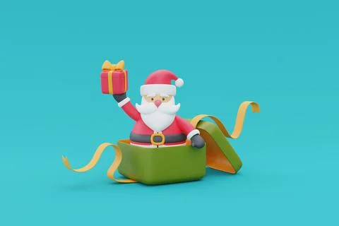 Opened red gift box with Santa Claus and presents. Merry Christmas and Happy  Stock Illustration