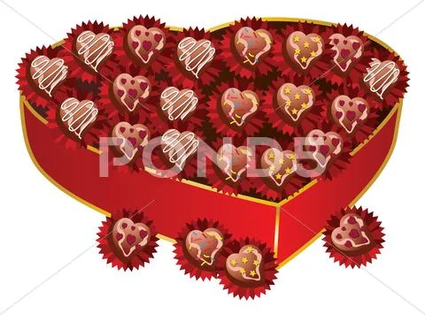 Opened Red Heart Shaped Gift Box