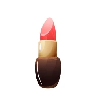 Opened red lipstick in flat cartoon style Stock Illustration