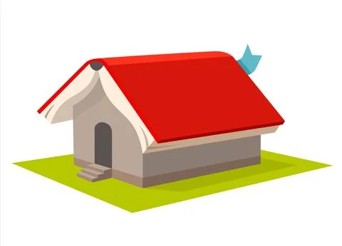 Opened red student book cover house roof vector apartment. 3d realistic home Stock Illustration