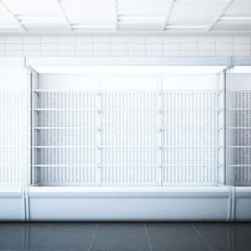 Opened refrigerator  in the store. 3d rendering イラスト素材