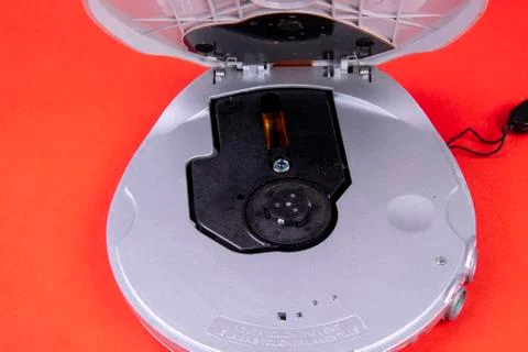 Opened retro Discman Stock Photos