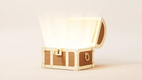 Opened retro treasure box and gift box, 3d rendering. Stock Footage 287018272