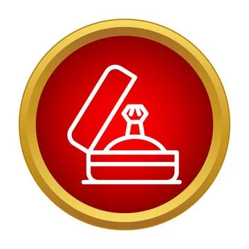 Opened ring box holding diamond engagement ring icon Stock Illustration
