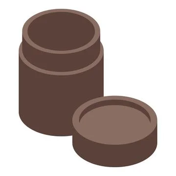 Opened round cardboard box packaging mockup for gift or product isometric vie Stockillustratie