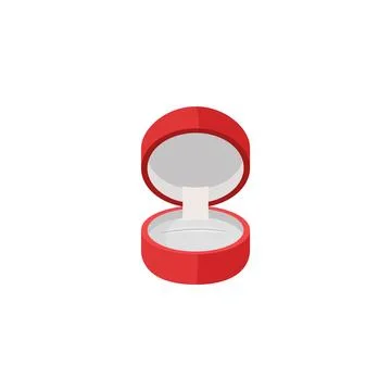 Opened round red empty jewelry box flat style, vector illustration Illustrazione stock