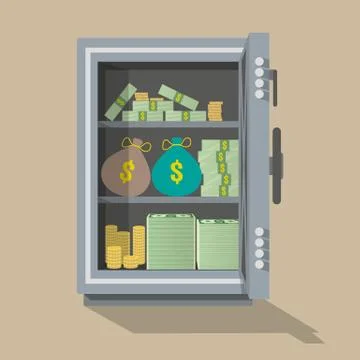 Opened safe front view Stock Illustration