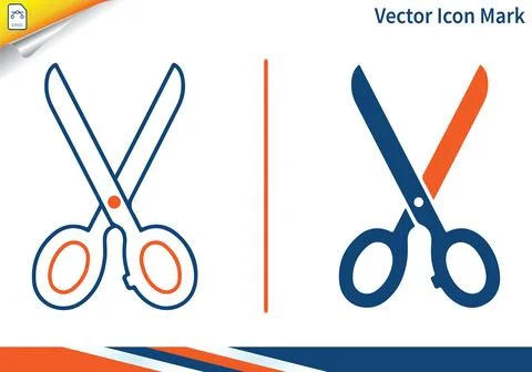 Opened scissors vector icon mark for cutting and crafting activities. Illustrazione stock