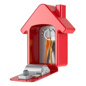 Opened security lock box with digit code and keys inside, for storage and t.. Stock Illustration