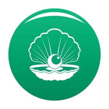 Opened shell icon vector green Stock Illustration