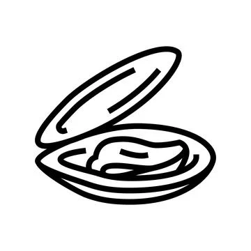 Opened shell mussel line icon vector illustration Stock Illustration