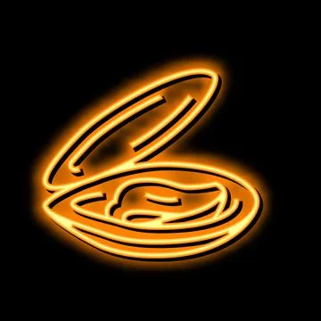 Opened shell mussel neon glow icon illustration Stock Illustration