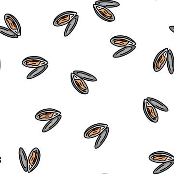 Opened shell mussel vector seamless pattern イラスト素材
