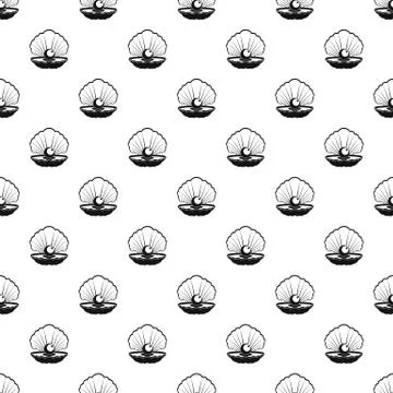 Opened shell pattern seamless vector Stock Illustration