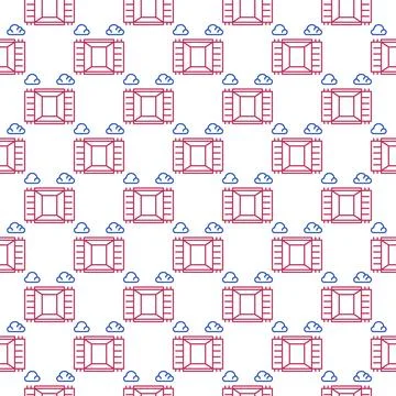 Opened Shipping Container vector Delivery linear seamless pattern Illustrazione stock