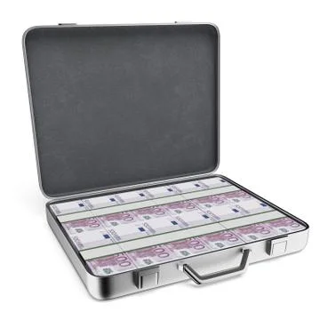 Opened silver case with euros Stock Illustration