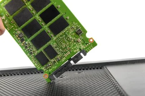 Opened solid state drive closeup Stock Photos