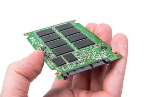 Opened solid state drive closeup Stock Photos