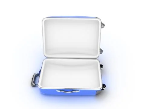 Opened suitcase on white background Ilustración de archivo