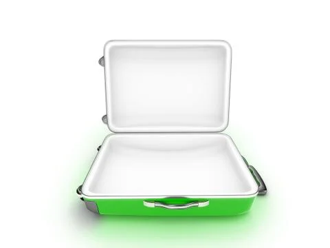 Opened suitcase on white background Ilustración de archivo
