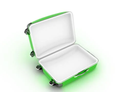 Opened suitcase on white background Ilustración de archivo