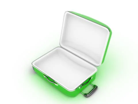 Opened suitcase on white background Illustrazione stock