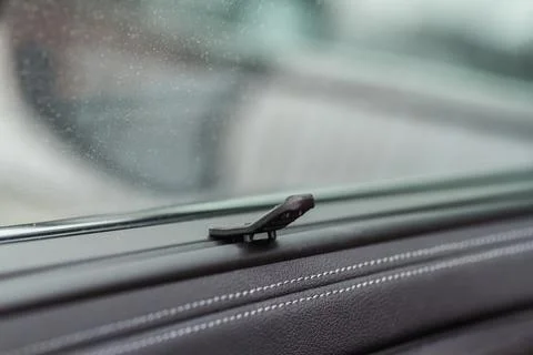 Opened sunshade. Car side window curtains sunshades. Sunblind curtain in a mo Stock Photos