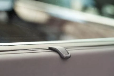 Opened sunshade. Car side window curtains sunshades. Sunblind curtain in a mo Stock Photos