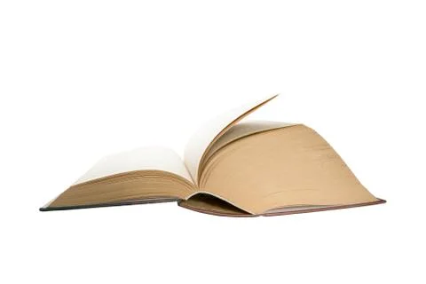 Opened thick book pages isolated on white background. Love read concept. Know Stock Photos
