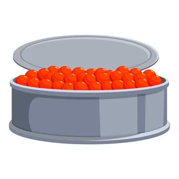 Opened tin can full of red caviar shows luxury and elegance Stock Illustration