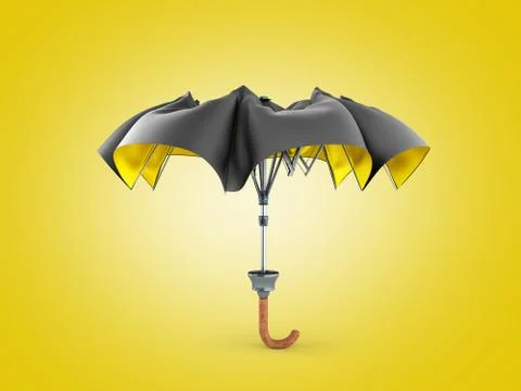 Opened two tone umbrella 3d render on color gradient Stock Illustration