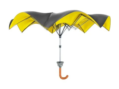 Opened two tone umbrella 3d render on white no shadow Stock Illustration