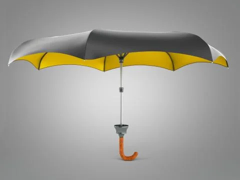 Opened two tone umbrella 3d render on grey gradient Stock Illustration