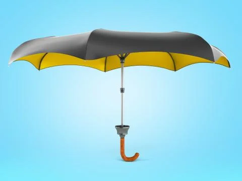 Opened two tone umbrella 3d render on blue gradient Stock Illustration