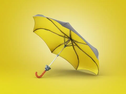 Opened two tone umbrella 3d render on color gradient Stock Illustration