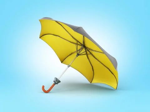Opened two tone umbrella 3d render on blue gradient Stock Illustration