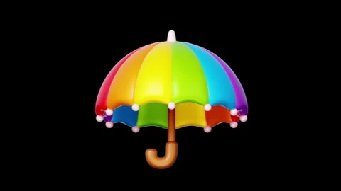 Opened Umbrella Design Featuring Bold Segments of Rainbow Colors. 스톡 동영상 340283496