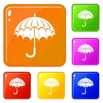 Opened umbrella icons set vector color Stock Illustration
